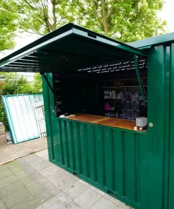 10ft Container Bar Kiosk – Portable Café, Coffee & Food Stall Container – Green