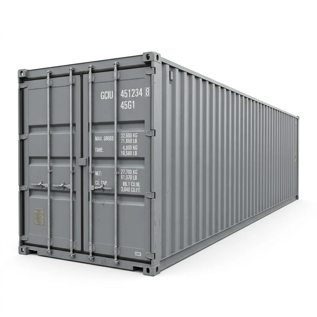 45ft High Cube Shipping Container – One Trip Extra Long Storage Container Grey