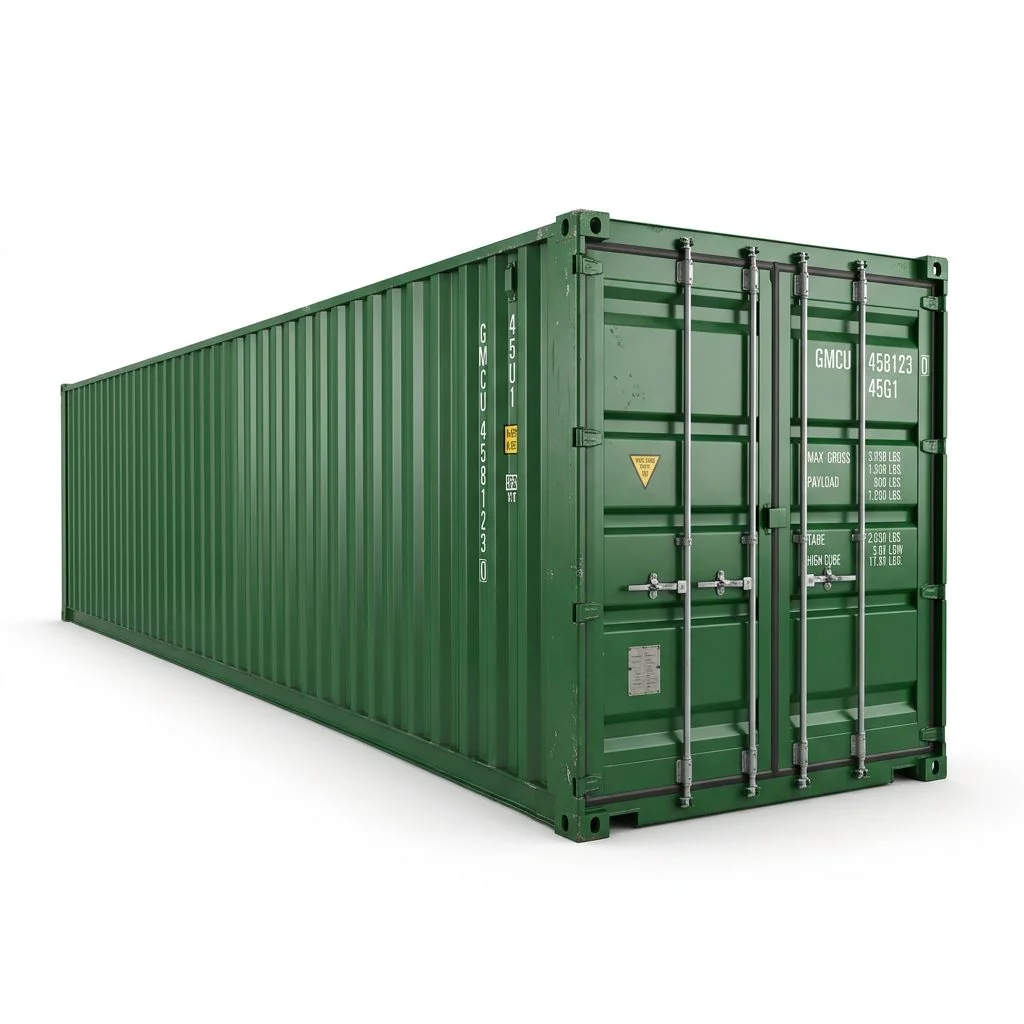 45ft High Cube Shipping Container – One Trip Green Extra Long Storage Container