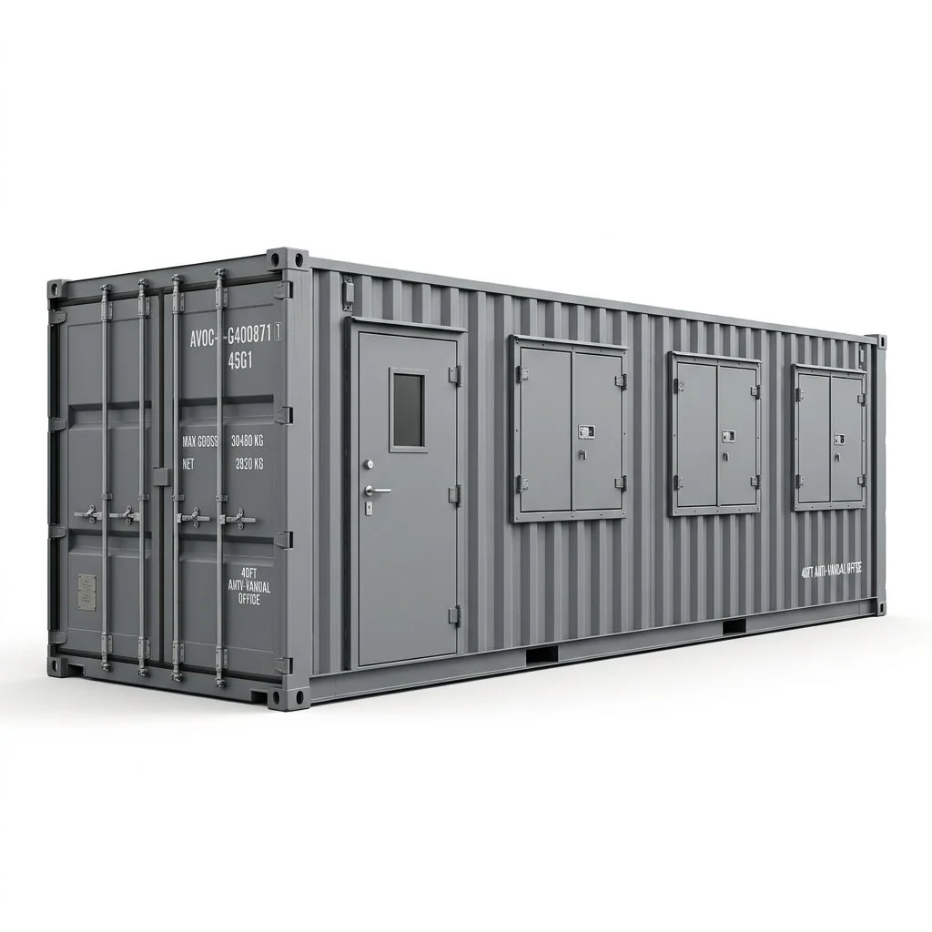 40ft Anti-Vandal Site Office Container – Secure Portable Office Container Grey