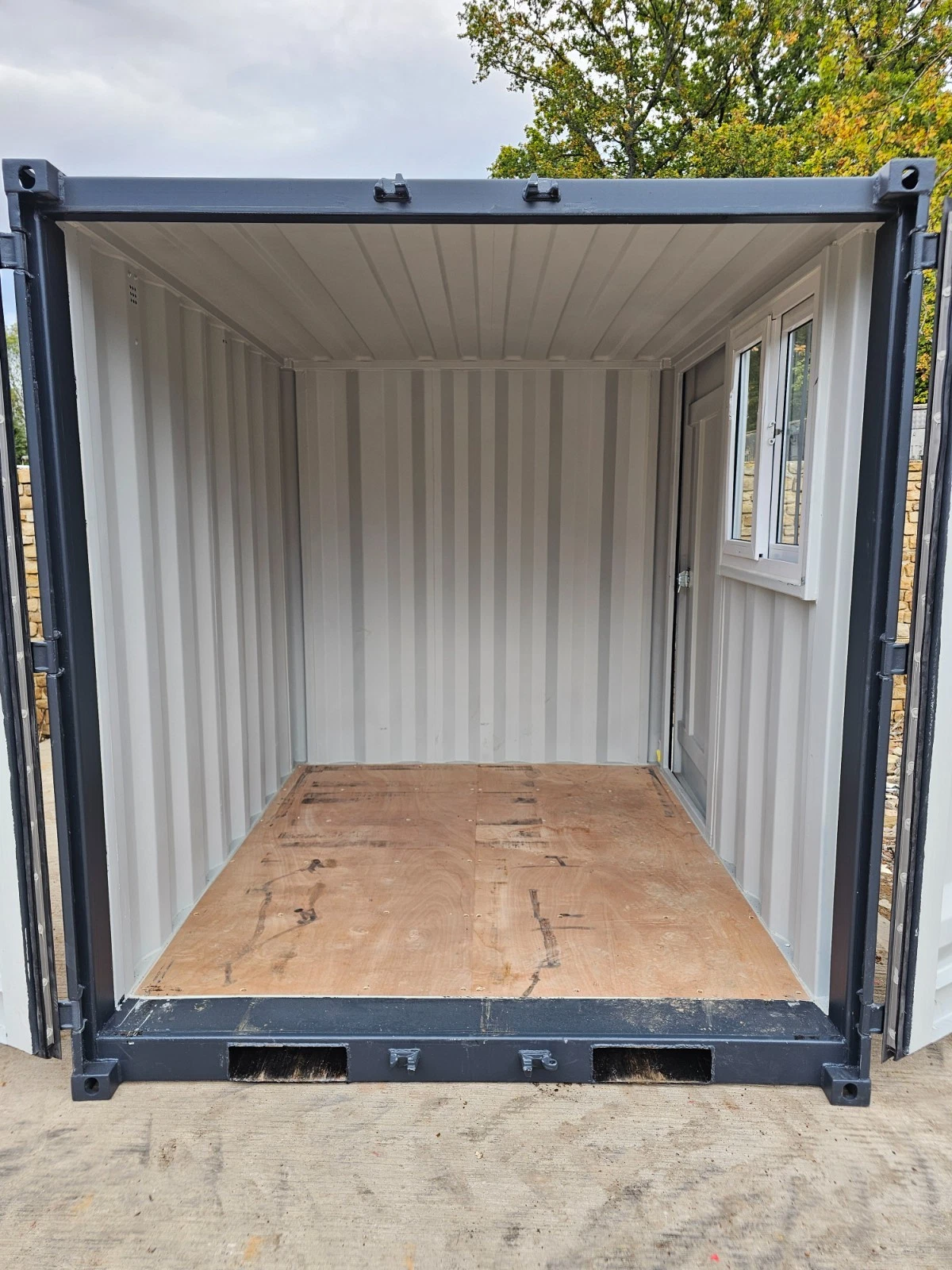 8ft Shipping Container Site Office & Secure Lock-Up Box – Portable Workshop Shed with Personnel Door and Window - Image 12