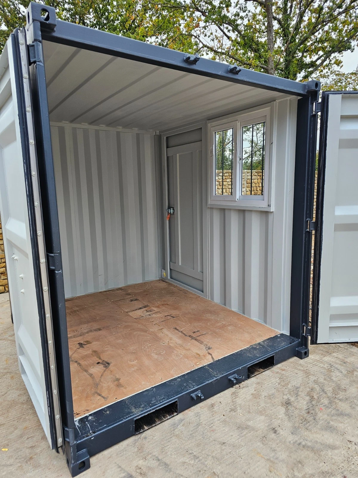 8ft Shipping Container Site Office & Secure Lock-Up Box – Portable Workshop Shed with Personnel Door and Window - Image 17