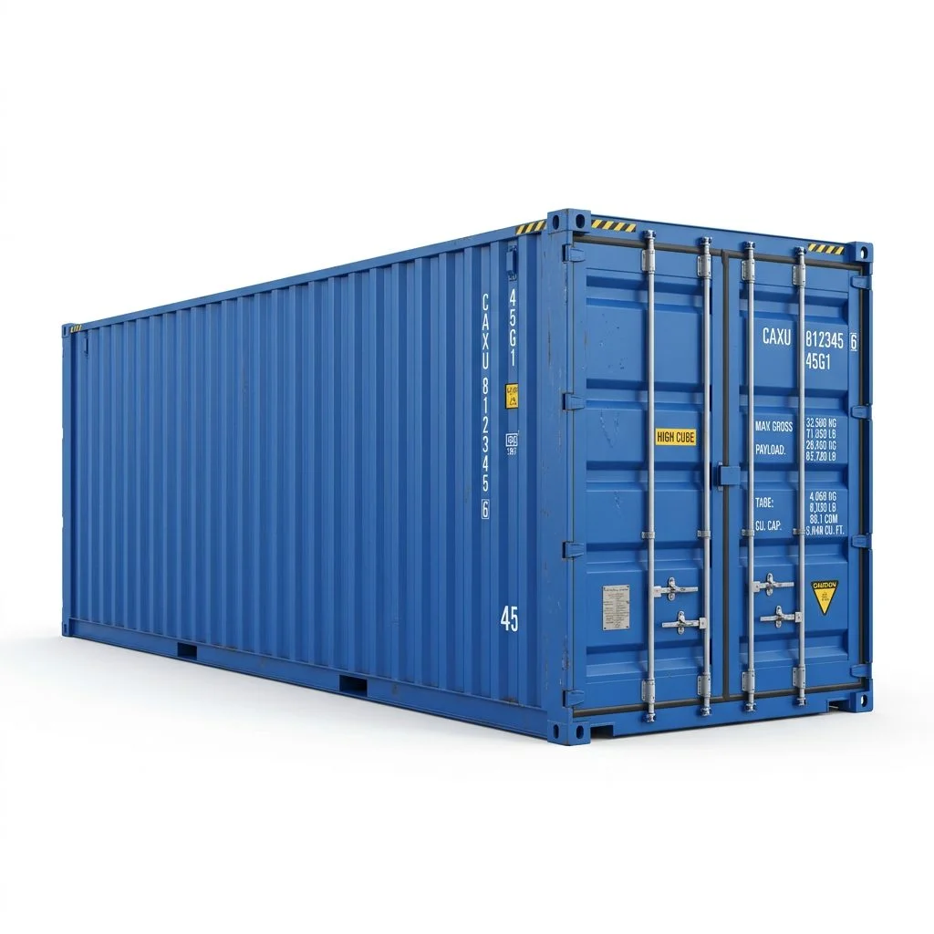 45ft High Cube Shipping Container – One Trip Blue Extra Long Storage Container
