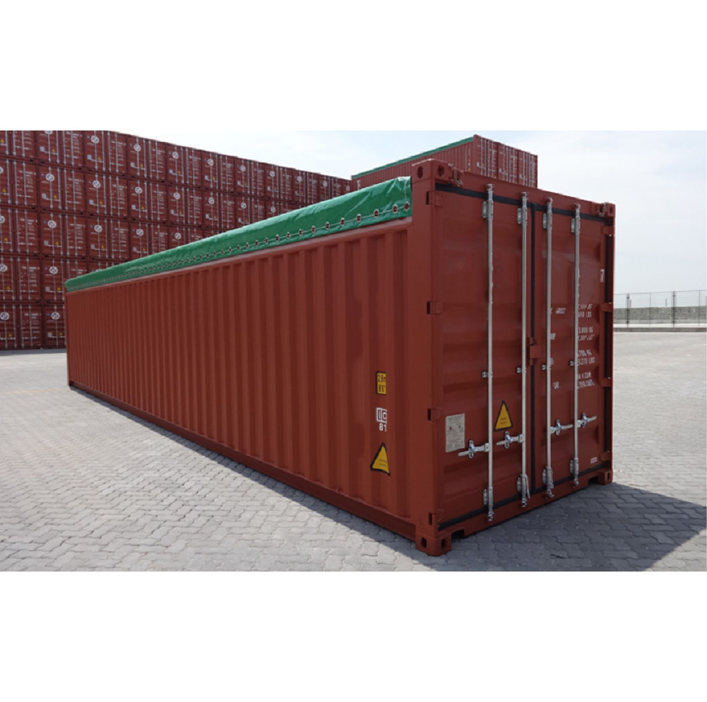 45ft High Cube Open Top Shipping Container – One Trip | Removable Tarpaulin Roof